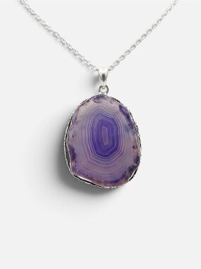 PURPLE LACE AGATE VINTAGE NECKLACE